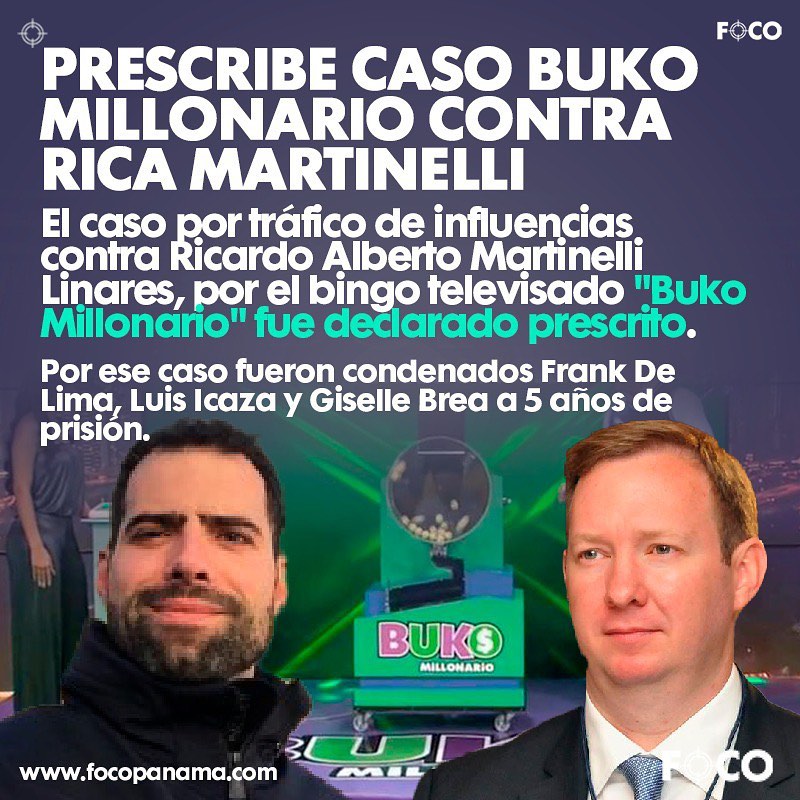Prescribe caso Buko Millonario contra Rica Martinelli 